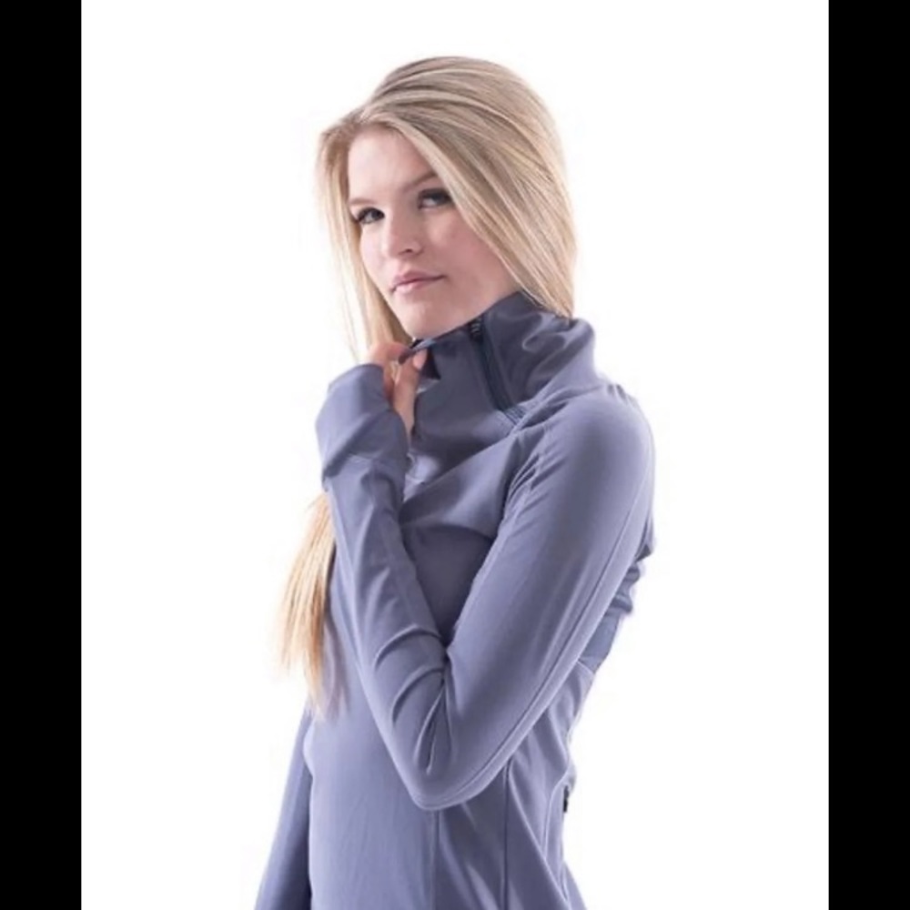 P’tula Rosy Pullover Purple Steel Zip Up Top